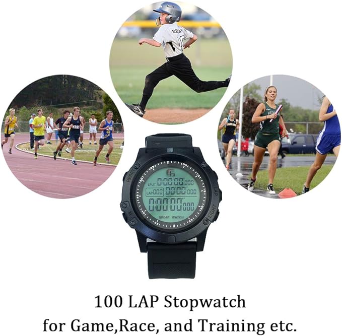 FCXJTU Digital Sports Stopwatch Timer 10/100 Lap Split Memory Stopwatch Calendar Alarm, Pace Mode