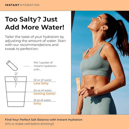 Instant Hydration Electrolytes Powder Packets - Citrus Orange Drink Mix - Zero Sugar - Keto, Vegan