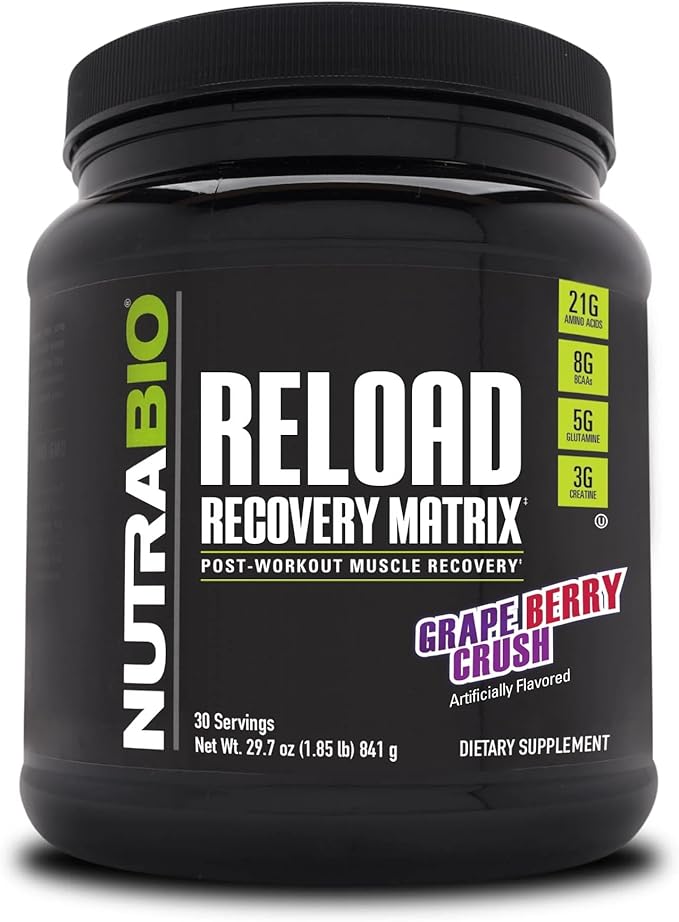 NutraBio Reload - Powerful Muscular Recovery Formula - Post-Workout Supplement - 3G Creatine - 8G