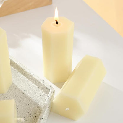 6PCS Hexagon Beeswax Pillar Candles,Large Handmade Pure Beeswax Candle,Unscented Smokelessï¼? *