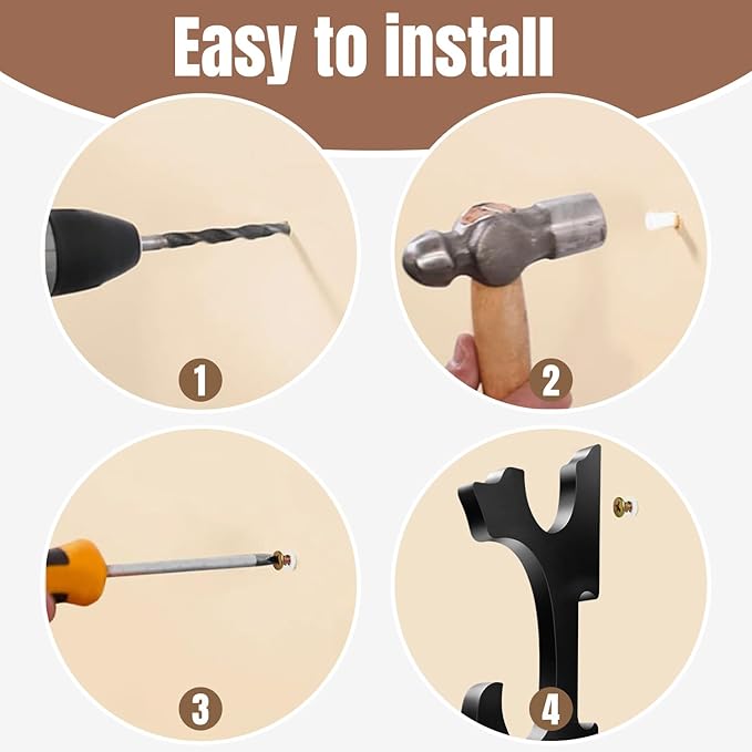 Eforlife 2/Set Sword Hook Wall Mount Samurai Sword Hanger Display Holder Adjustable for Katana