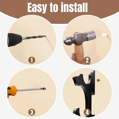 Eforlife 2/Set Sword Hook Wall Mount Samurai Sword Hanger Display Holder Adjustable for Katana