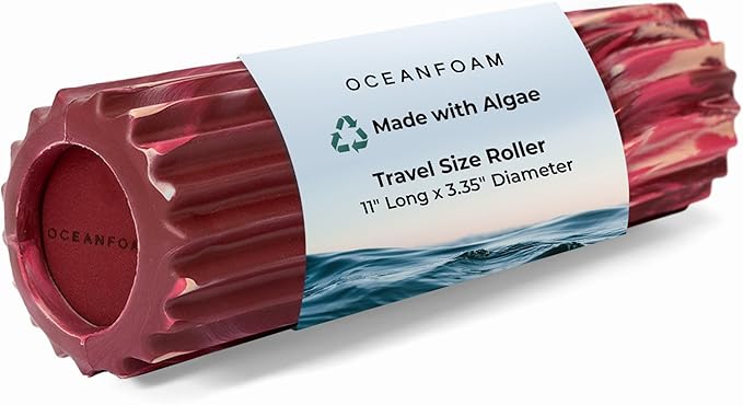 Oceanfoam Ripple Travel Foam Roller (11" x 3.35") Firm Mini Foam Roller for Physical Therapy, Deep