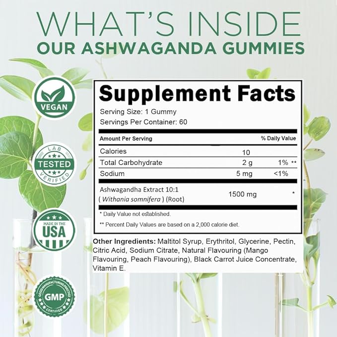 Zenium - Ashwagandha Gummies 1500 MGS per Serving | 60 Count | Mango Flavored | Calm The Mind &