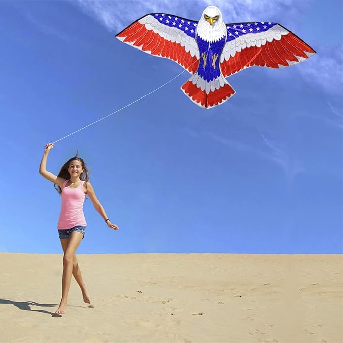 HONBO Huge Patriotic Eagle Kites for Adults and Kids,Easy to Fly for Beach Trip, Outdoor