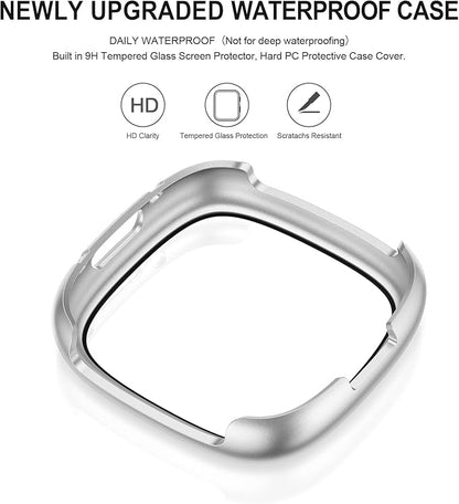 Vancle Case for Fitbit Versa 4 / Fitbit Sense 2, 4-Pack Screen Protector Tempered Glass Full Around