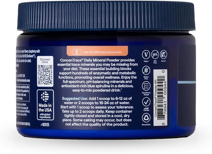 Trace Minerals ConcenTrace Daily Mineral Powder - Supports Energy, Digestion, Bone Health - 70+