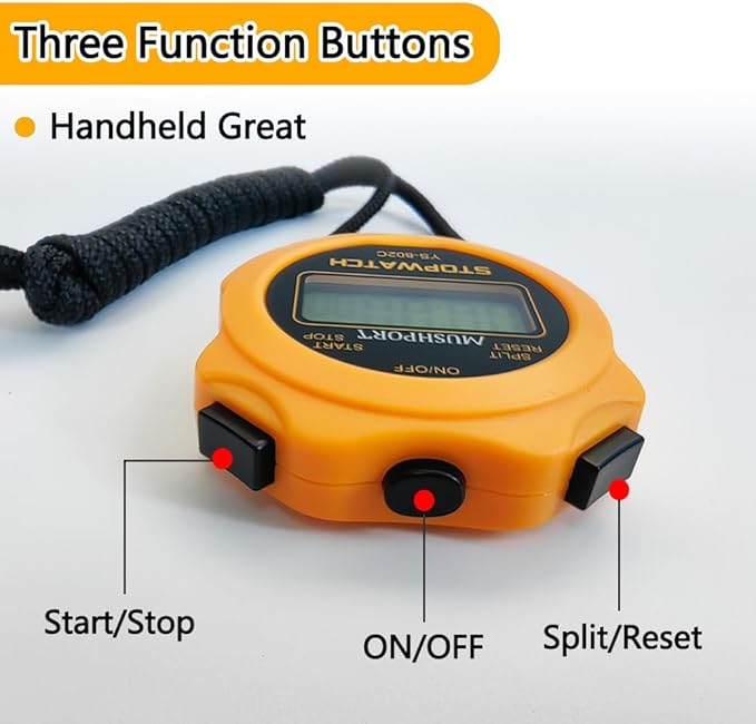 Stopwatch Timer Only Stopwatch Mode, ON/Off Silent Simple Operation, Without Clock Date Countdown