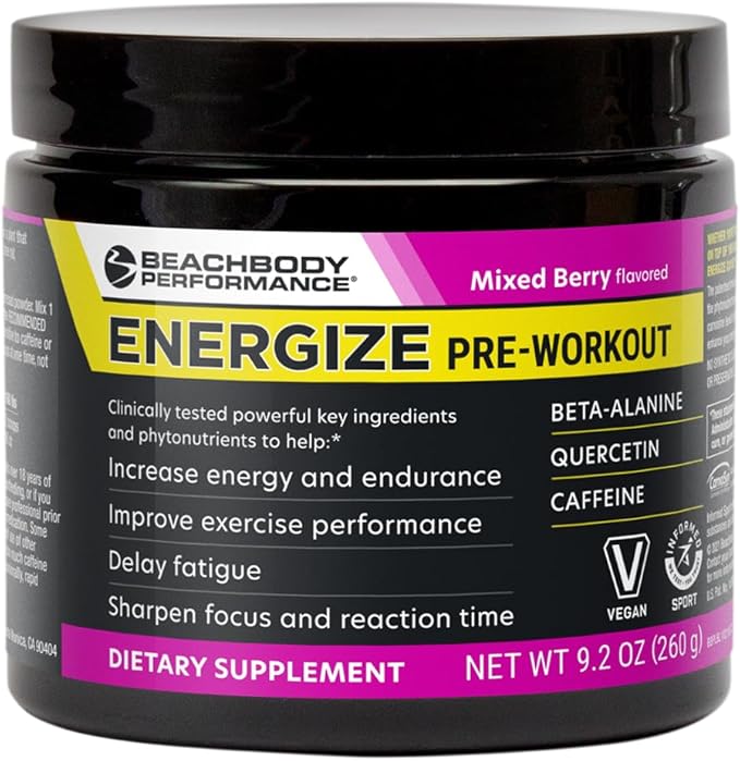 BODi Energize Pre Workout Powder - Beta-Alanine, Quercetin & Low-Dose Caffeine Formula for Enhanced