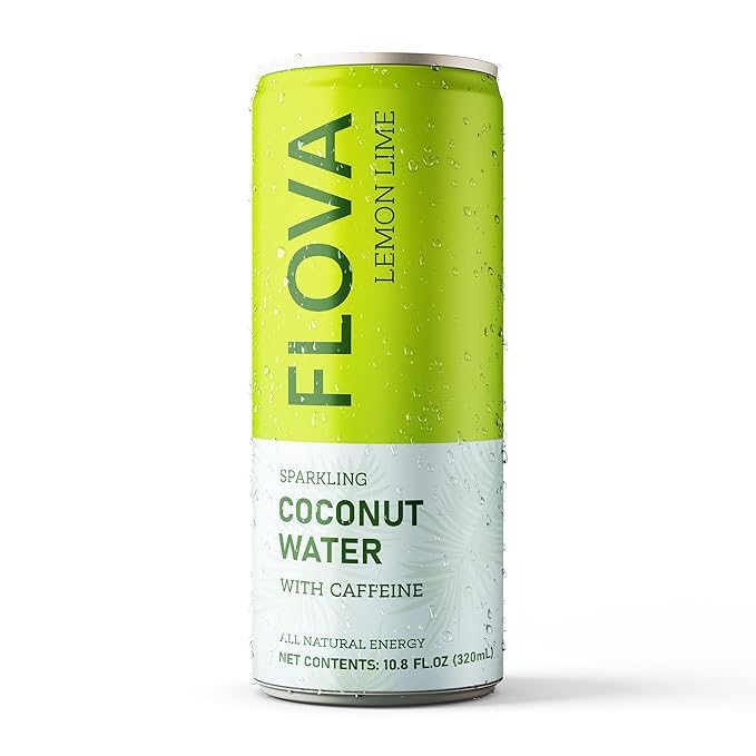 Flova Lemon Lime Energy Drink, All Natural, Electrolytes and Minerals from Coconut Water, 4 Simple