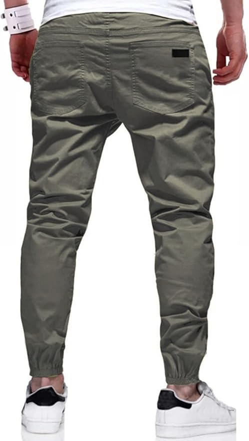 Men Joggers Chino Cargo Pants Hiking Outdoor Recreation Pants Twill Fitness Track Jogging Pants