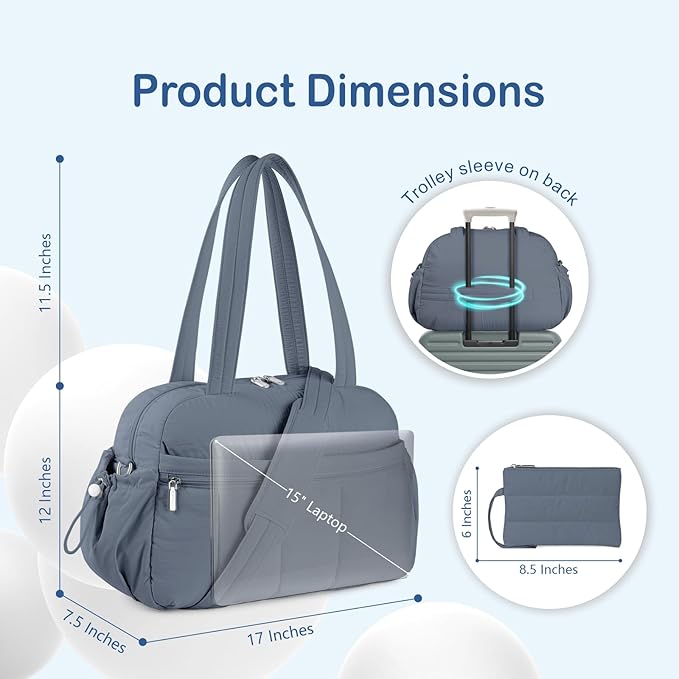 TOPDesign Travel Duffel Bag for Women, Puffer Gym Bag Sports Tote with Wet Pocket, Carry On