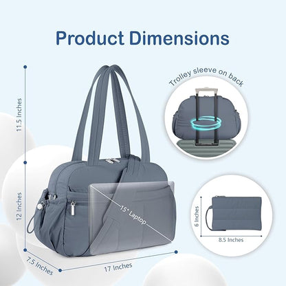 TOPDesign Travel Duffel Bag for Women, Puffer Gym Bag Sports Tote with Wet Pocket, Carry On
