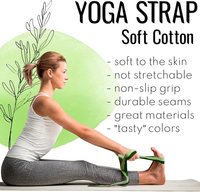TECEUM Yoga Strap & Mat Strap – 2 IN 1 – Cotton – 6 ft 8 ft 10 ft (30+ colors) – Adjustable