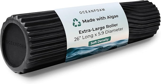 Oceanfoam Tsunami Roller (Black & Charcoal Marbled) - Soft, Textured Foam Roller for Physical
