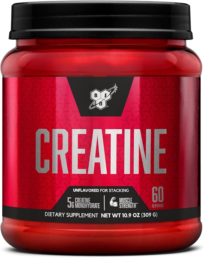 BSN Micronized Creatine Monohydrate Powder, Unflavored, 60 Servings, Supports Muscle Strength, 5g