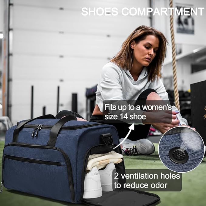 Gym Bag for Men Women, Small Fitness Workout Sports Bag with Wet Pocket & Shoes Compartment, Water