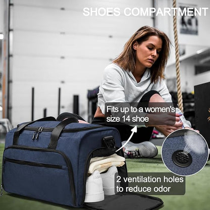 Gym Bag for Men Women, Small Fitness Workout Sports Bag with Wet Pocket & Shoes Compartment, Water