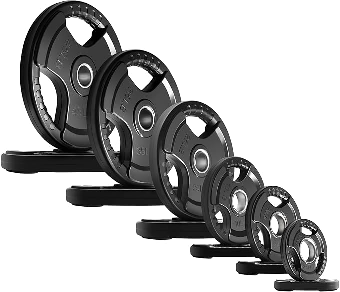 RitFit Olympic Rubber Grip Plates for Barbell, 2-Inch Weight Plates for Weightlifting and Strength