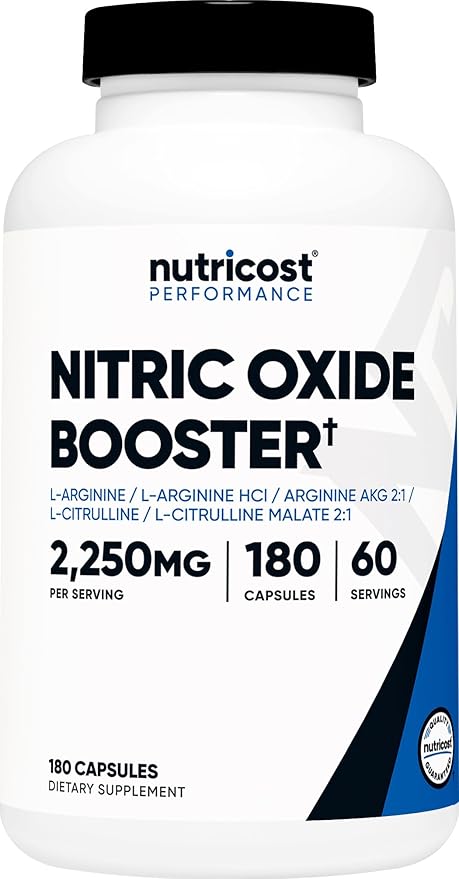 Nutricost Nitric Oxide Booster 2250mg, 180 Capsules - 750mg Per Casule, 60 Servings - Gluten Free