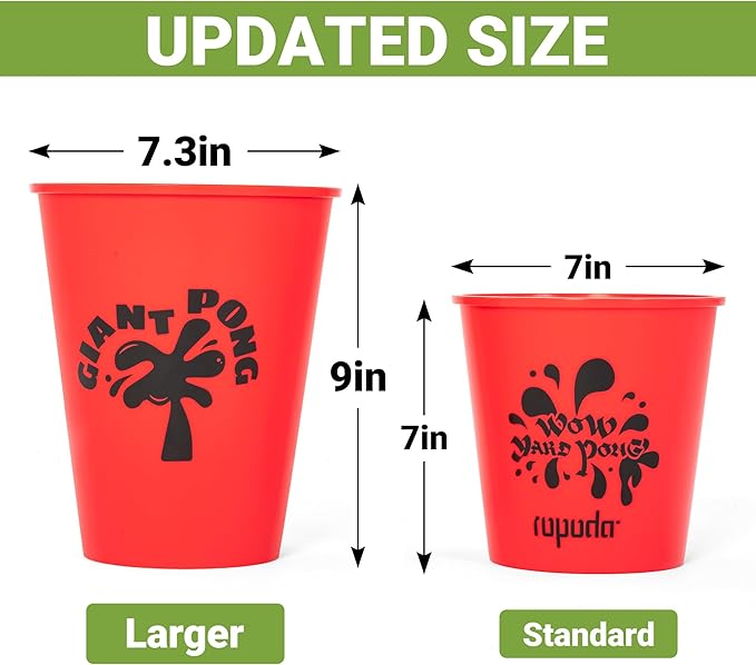 ropoda Giant Yard Pong,Yard Games with Durable Buckets and Balls - Choose Red Large, XL, or Green