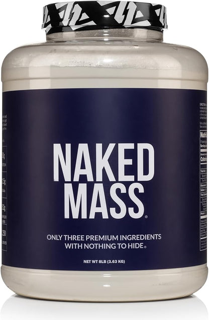 NAKED Mass - Natural Weight Gainer Protein Powder - 8 LB Bulk, GMO Free, Gluten Free & Soy Free. No