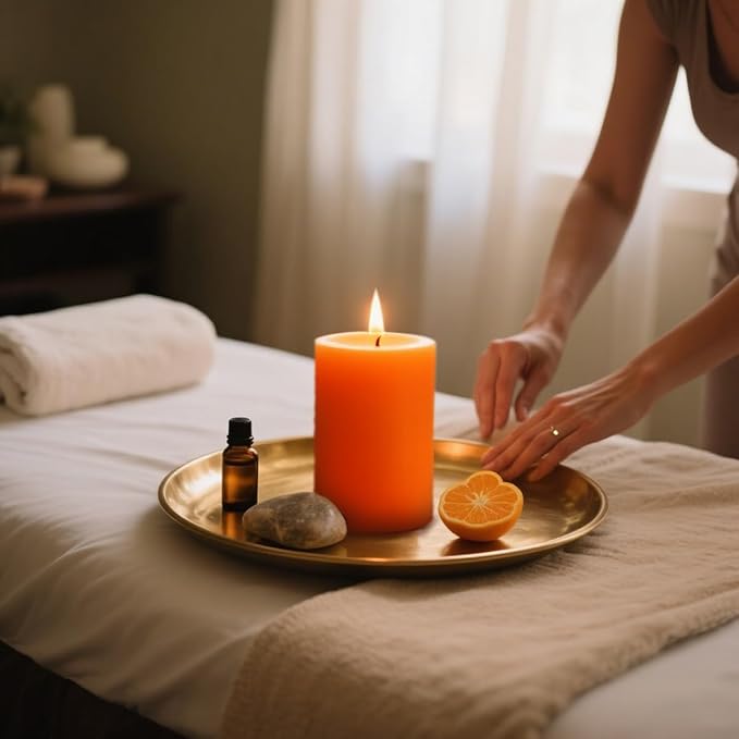 6 Packs 2.75x3.25 Inch Orange Pillar Candles, Unscented Dripless Non-Toxic Smokeless Fall Colored