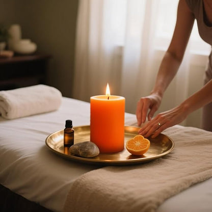 6 Packs 2.75x3.25 Inch Orange Pillar Candles, Unscented Dripless Non-Toxic Smokeless Fall Colored