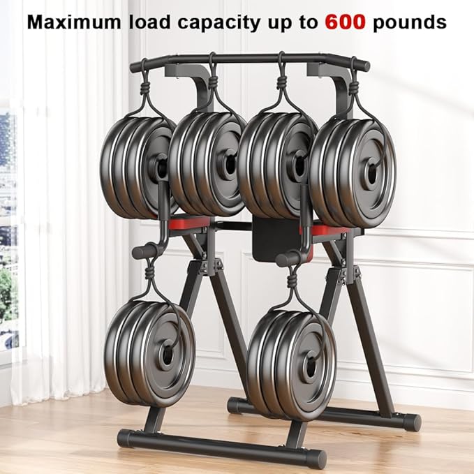 Foldable Power Tower, Adjustable Multifunction Pull Up Bar Tower Station, Pullup Dip Station Rack