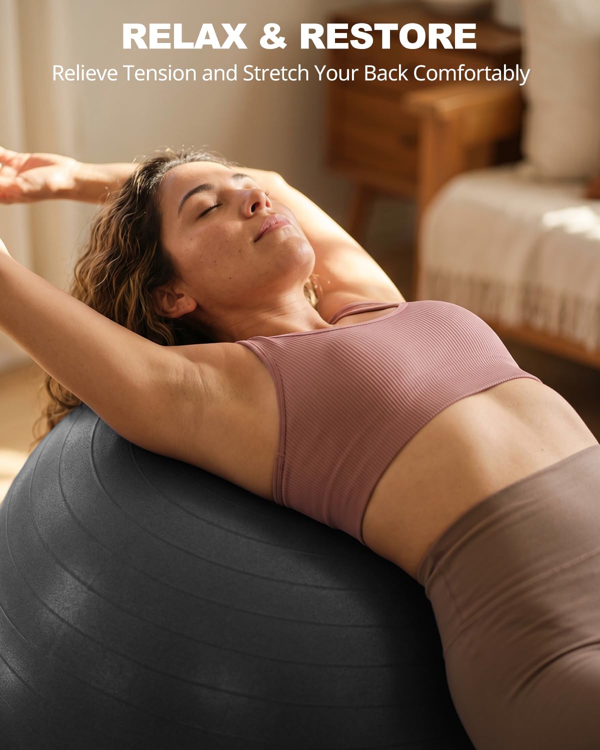 Trideer Exercise Ball for Yoga, Pilates & Fitness – Stability Ball Equipment for Home Gym & Office