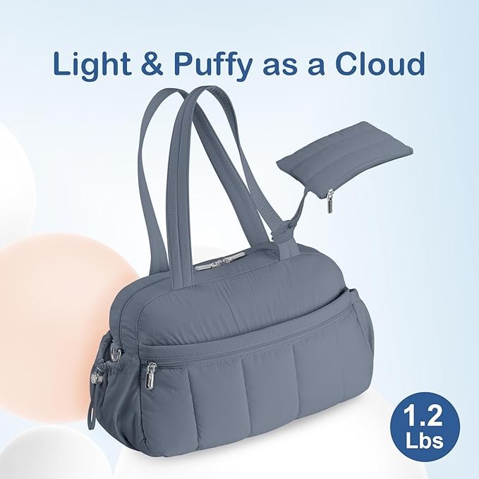 TOPDesign Travel Duffel Bag for Women, Puffer Gym Bag Sports Tote with Wet Pocket, Carry On