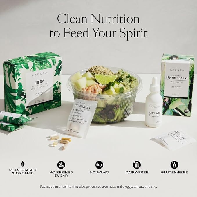 SAKARA Protein + Greens Super Powder ??30 Servings, Organic Plant-Based Blend with Hemp, Pumpkin