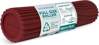 Oceanfoam Tidal Roller - Maroon - Muscle Massage Foam Roller for Back Pain & Stretching - Firm and