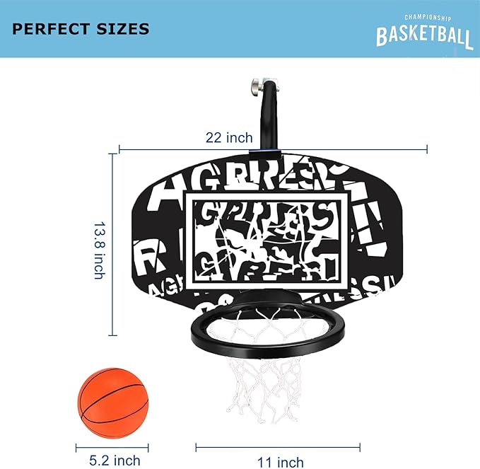 Trampoline Basketball Hoop Attachment, with 3 Mini Balls and Air Pump, Fits All Trampoline Models