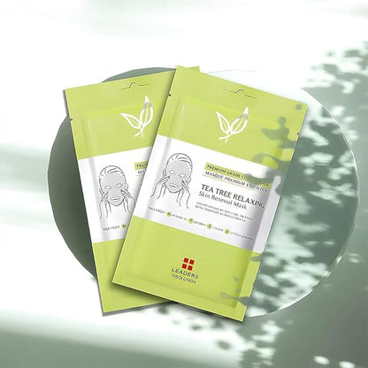 Leaders Insolution Tea Tree Relaxing Skin Renewal Mask | Soothing Facial Sheet for Acne, Oil