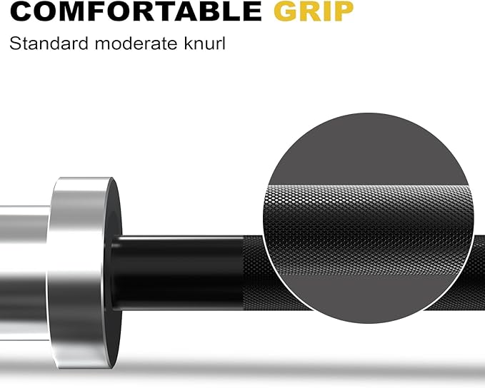 POWER GUIDANCE Chrome Olympic Barbell Bar, 2 Inch Weight Bar for lifting, Hip Thrusts,Universal