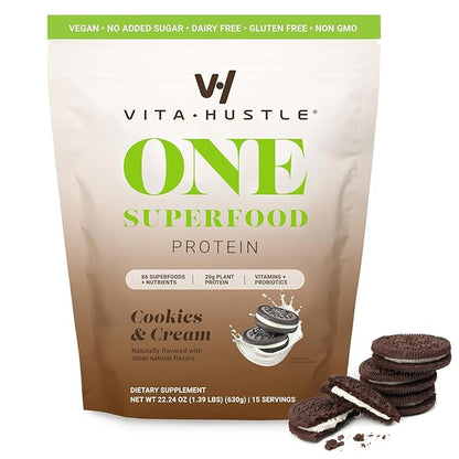 VitaHustle ONE Meal Replacement Shake - Plant Based Protein Powder by Kevin Hart - Vegan, Meal