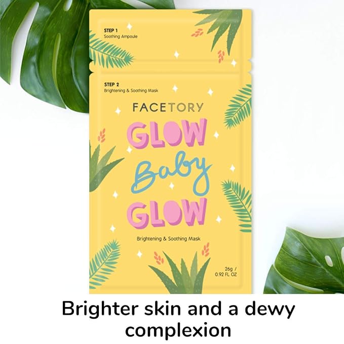 FACETORY K Beauty Face Mask Skin Care - Glow Baby Glow 2-Step Sheet Mask with Niacinamide & Aloe +
