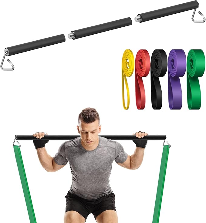 Resistance Band Bar, 26.4in or 39.4in, Workout Bar for Fitness, Portable Weightlifting Training