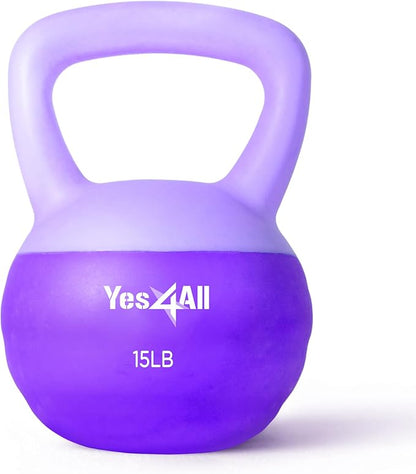 Yes4All Soft Kettlebell, PVC Kettlebells Exercise Weights & Color-Coded Strength Training