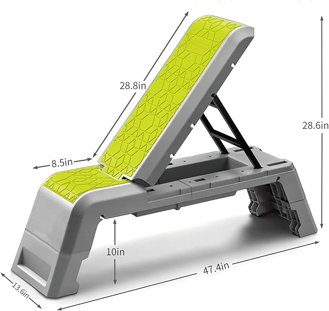 leikefitness Exercise Step Platform, Multifunctional Aerobic Deck with Cord and Adjustable Dumbbell