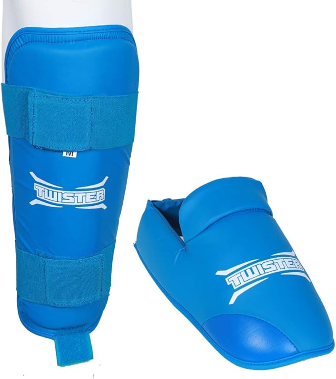 Twister WKF Karate Shin Guards | Taekwondo Shin-N-Step | Detachable Shin Guards with Foot