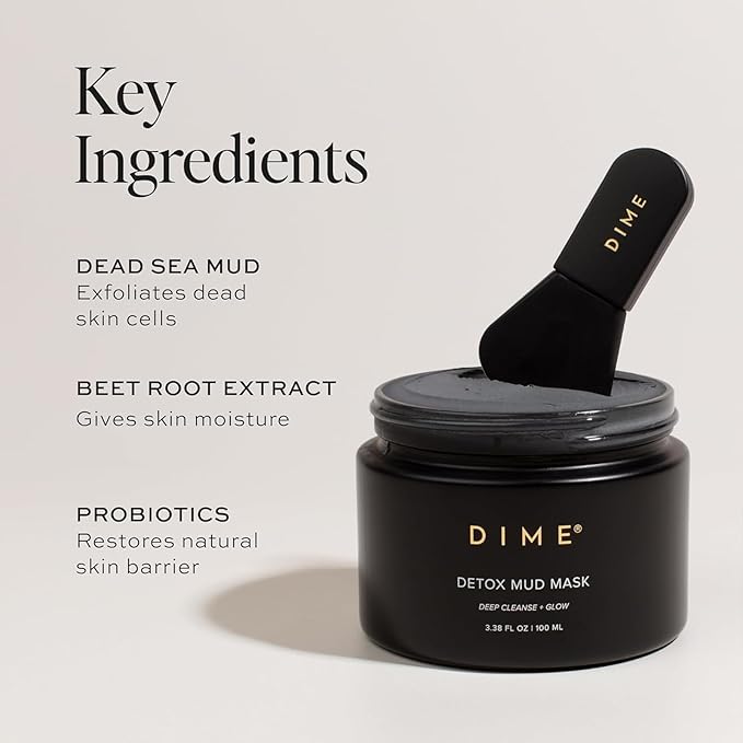 Dime Beauty Detox Mud Mask with Dead Sea Mud, Self Care Facial Mask that Nourishes and Brightens