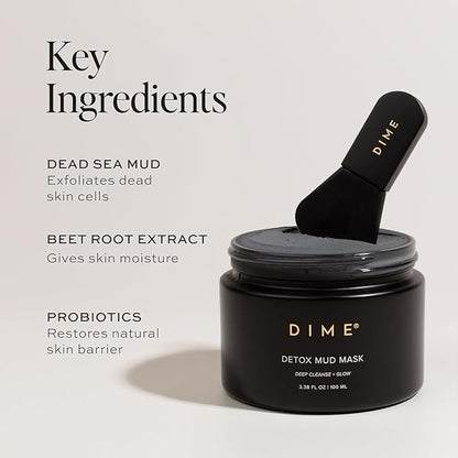 Dime Beauty Detox Mud Mask with Dead Sea Mud, Self Care Facial Mask that Nourishes and Brightens
