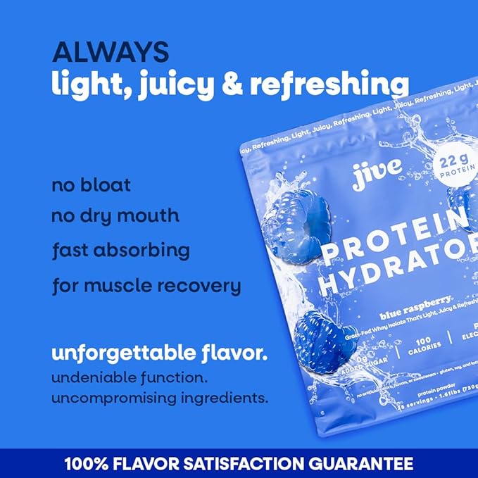 Jive Clear Protein Powder - 22g Grass-Fed Whey Isolate, 25 Servings - Blue Raspberry - 895mg of