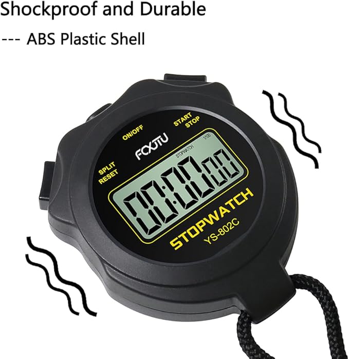 FCXJTU Digital Simple Stopwatch Timer, No Bells, No Alarm, Simple Basic Operation, Silent, Clear