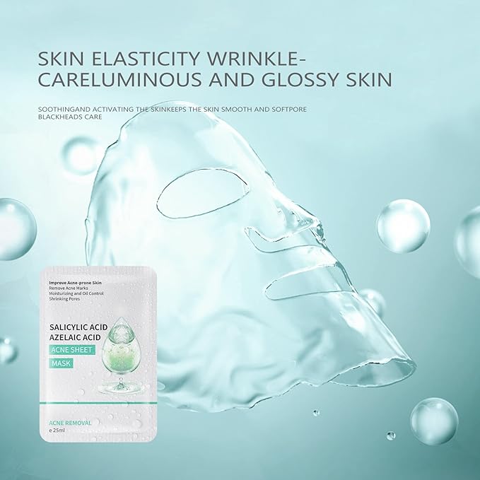 Facial Mask Anti Acne Face Masks Skin Care, Sheet Masks With Salicylic Acid Sheet For Acne Prone
