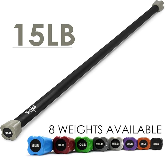 Yes4All Total Body Workout Weighted Bar, Resistance Band Bar, Racks for Strength Training, Exercise