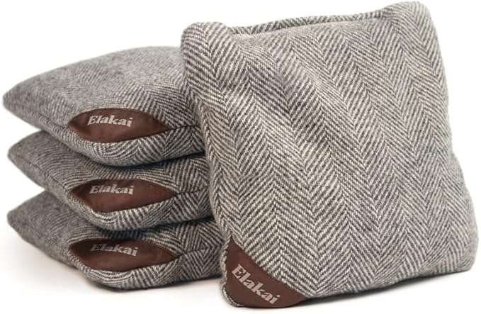 Elakai Cornhole Bags All Weather Single Sided Herringbone Regulation Size and Weight Set of 4 Size