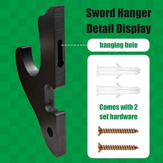 Sword Holder Wall Mount 1-Tier Hook Katana Holder Adjustable Display Hanger for Samurai Sword Tanto